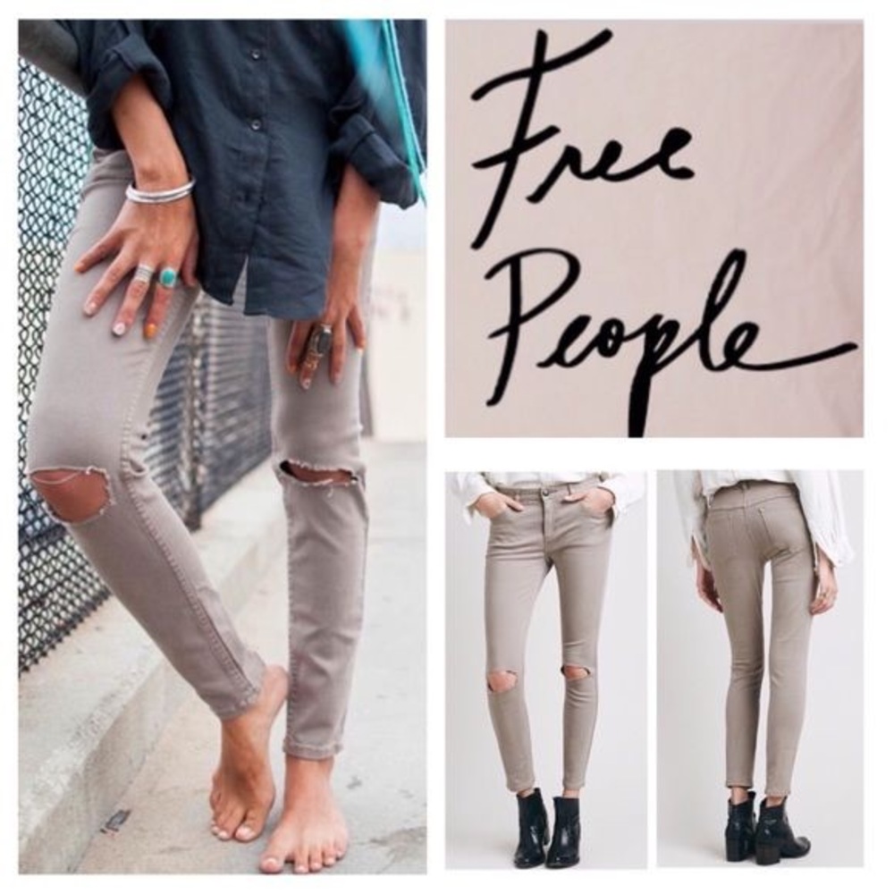Free People Destroyed Stretchy Skinny Jeans